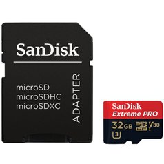 Paměťová karta SanDisk Extreme Pro microSDXC UHS-I U3 A2 100R/90W 32GB (class 10) +adaptér