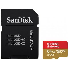 Paměťová karta SanDisk Extreme microSDXC UHS-I U3 A2 160R/60W 64GB (class 10) + adaptér