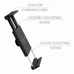 Držák na opěrku pro tablet Swissten S-Grip T1-OP, otočný (105mm-158mm) Black