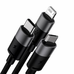 Datový kabel Baseus 3v1 USB/ USB-C/microUSB/Lightning (3,5A) 1.2m Black