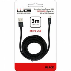 Datový kabel WG textilní USB/microUSB 3m Black