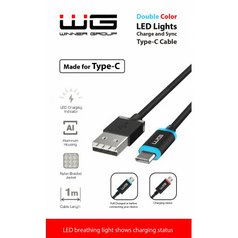 Datový kabel WG LED USB/USB-C (2.1A) Black
