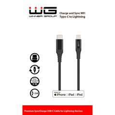 Datový kabel WG USB-C/Lightning 1m Black