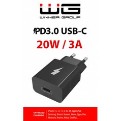 WG rychlonabíjecí adaptér,USB-C 20W Black