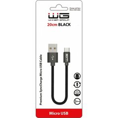 Datový kabel WG textilní USB/microUSB 20cm Black