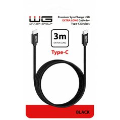 Datový kabel WG USB-C/USB-C 3A 3m Black