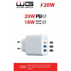 WG rychlonabíjecí adaptér,2x USB 18W, USB-C 20W White