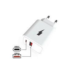 WG rychlonabíjecí adaptér, USB + USB-C 20W White