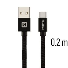 Datový kabel Swissten USB/USB-C (3A) 20cm Black