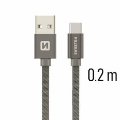 Datový kabel Swissten USB/USB-C (3A) 20cm Grey