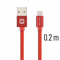 Datový kabel Swissten USB/USB-C (3A) 20cm Red