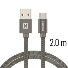 Datový kabel Swissten USB/USB-C (3A) 2m Grey