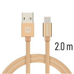 Datový kabel Swissten USB/USB-C (3A) 2m Gold