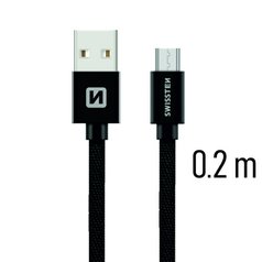Datový kabel Swissten USB s konektorem microUSB (3A) 20cm Black