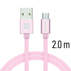 Datový kabel Swissten USB/microUSB (3A) 2m Pink