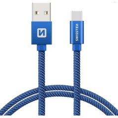 Datový kabel Swissten USB/USB-C (3A) 20cm Blue