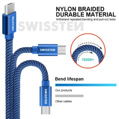 Datový kabel Swissten USB/microUSB (3A) 2m Blue