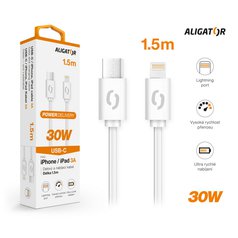 Datový kabel Aligator USB-C/Lightning 30W (3A) 1,5m White